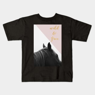 Wild & Free (Pink Horse) Kids T-Shirt